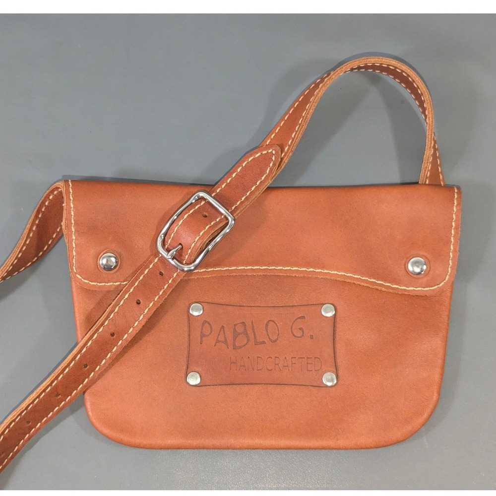 Artisan-made Handcrafted Tan Leather Crossbody Bag Artisan Handbag